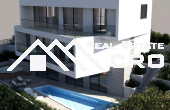 Modern villa with a pool and garage, situated in a peaceful setting with a beautiful sea view, for sale