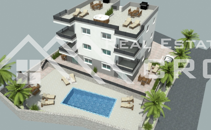 Apartment under construction with garden and beautiful sea view for sale, Ciovo Island
