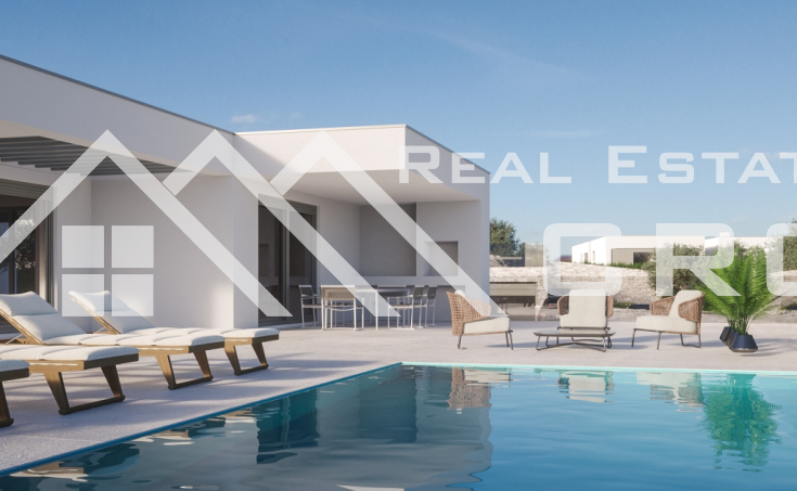 Primosten properties - Contemporary villa in construction, with a swimming pool and sea view, for sale