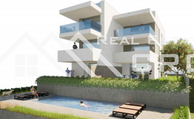 Ciovo properties -Two bedroom apartment with garden and sea view under construction, for sale, island of Ciovo